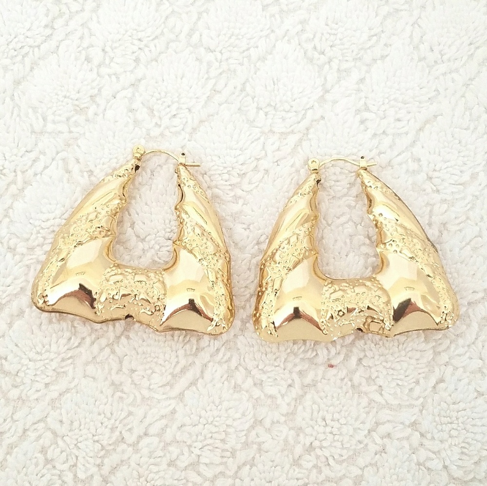 High Quality Triangle Bamboo Style Hoop Earring